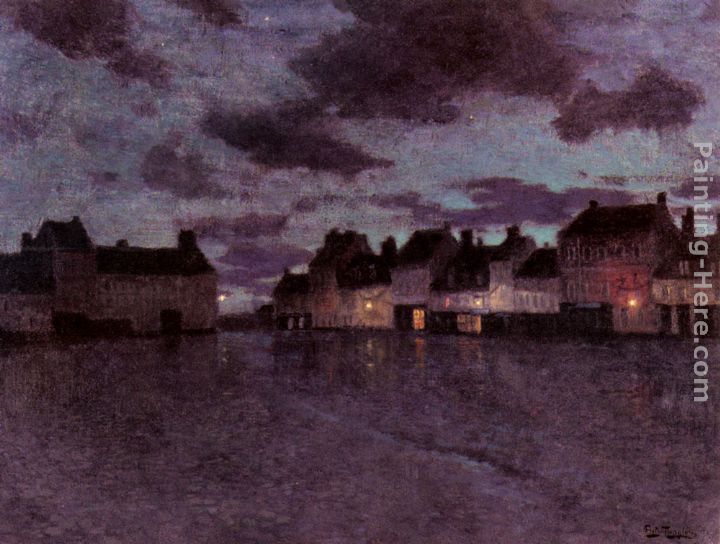 Marketplace In France, After A Rainstorm painting - Fritz Thaulow Marketplace In France, After A Rainstorm art painting